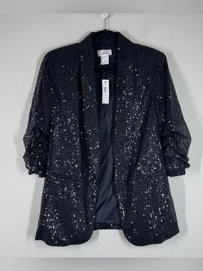 New Ariat Women’s Black Sequin Blazer Coat Western Country Open Front Medium